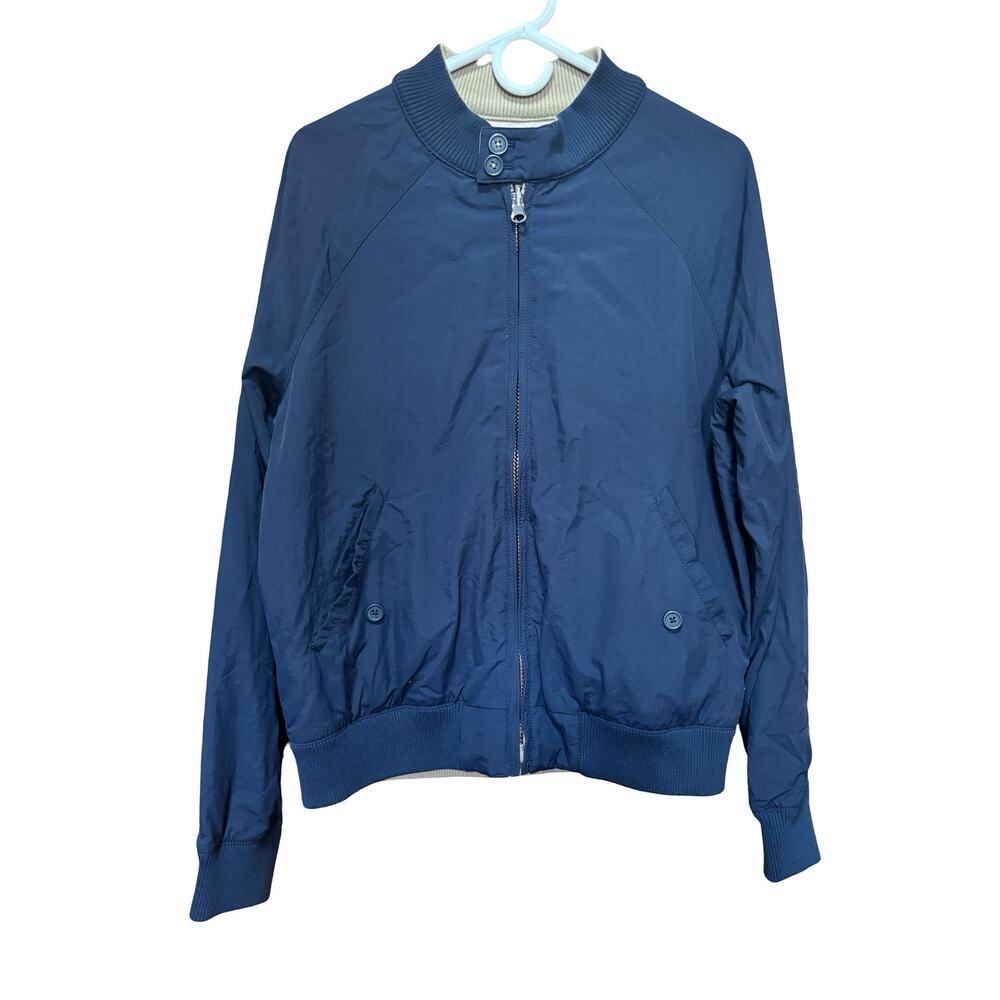 Men's Blue Bomber Jacket Lightweight Zip Front Casual Windbreaker Size M